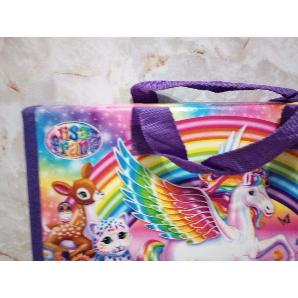 2016 Lisa Frank Unicorn Trifold Portfolio School Binder Folder 10x13 Pen/Crayons